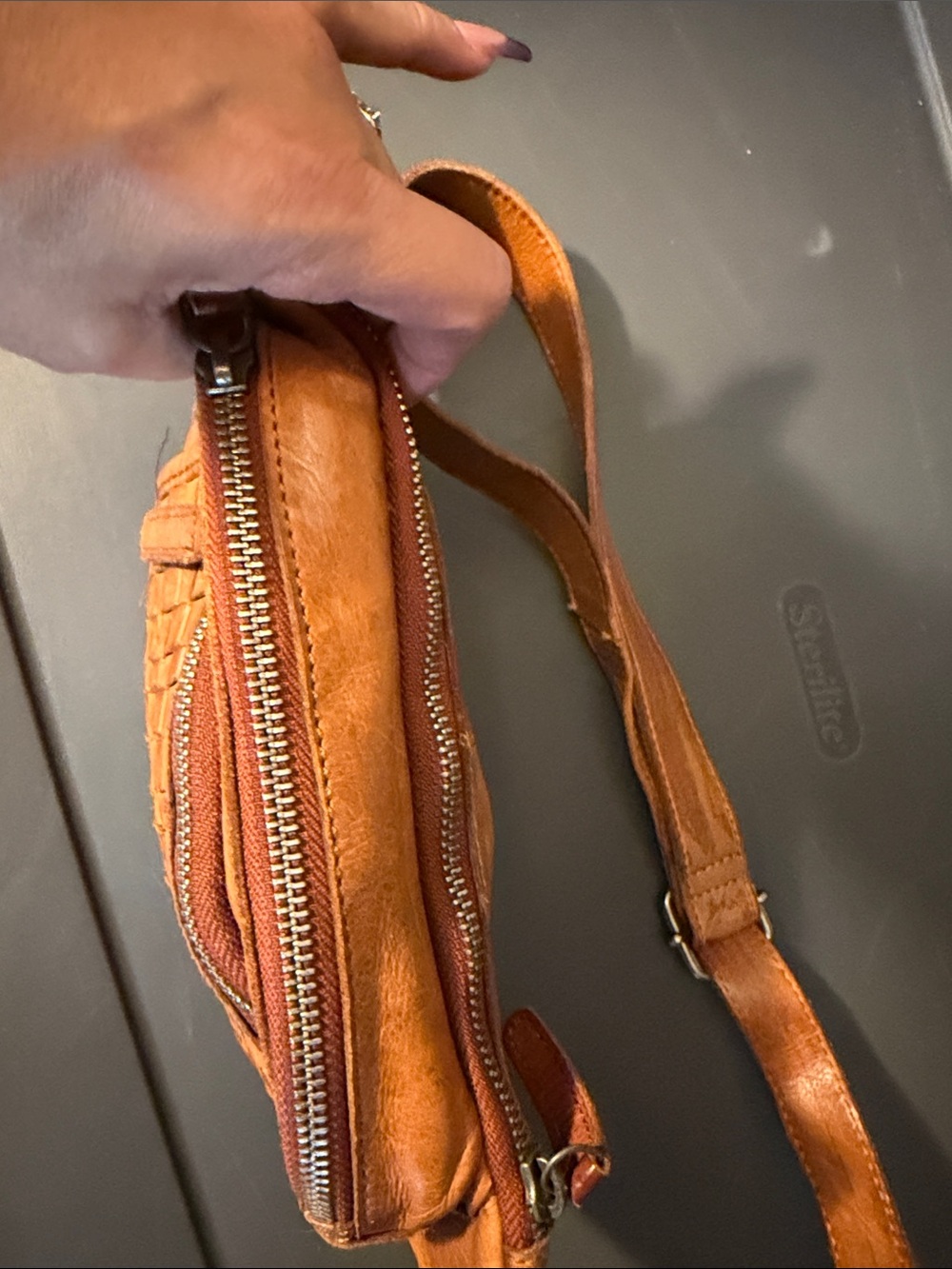 Woven Leather Belt Bag in Tan - Picture 14 of 16